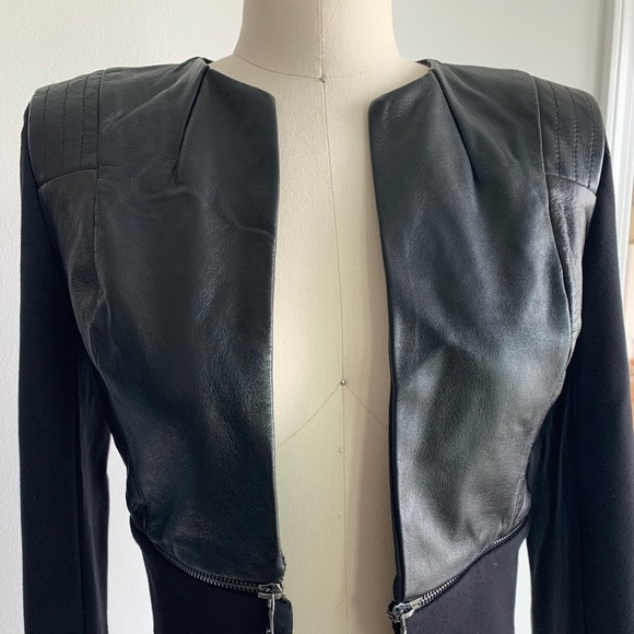 Crop faux stretch leather jacket - Picture 2 of 7